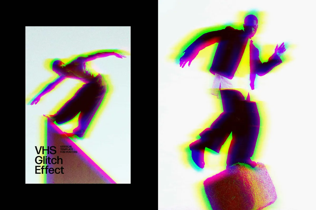 VHS Glitch Poster Photo Effect