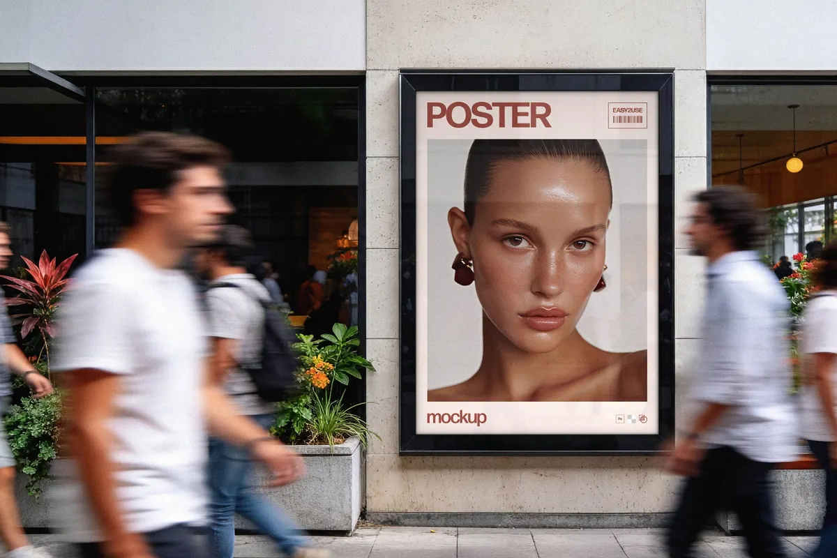 Outdoor Framed Poster Mockup
