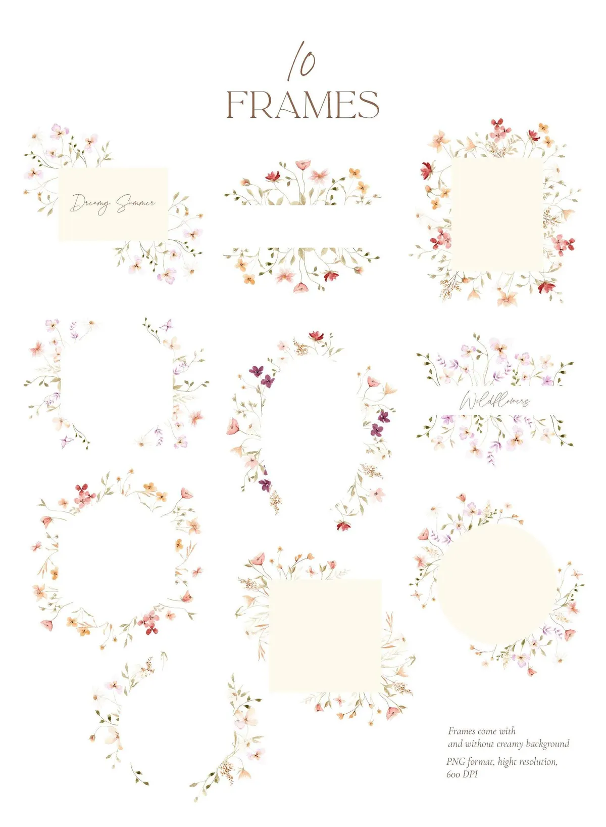 Watercolor Summer Wildflowers