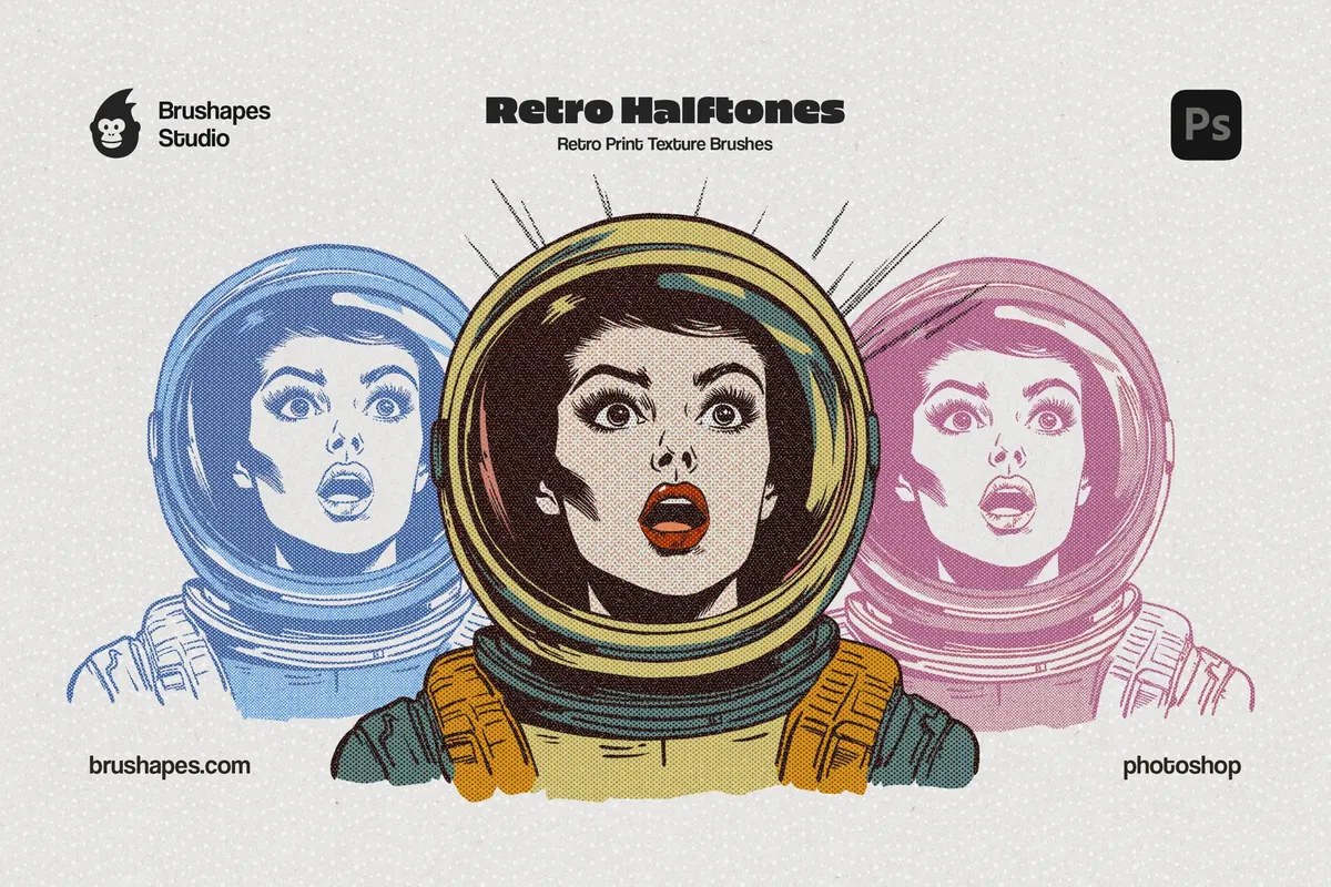 Retro Halftone Photoshop Brushes