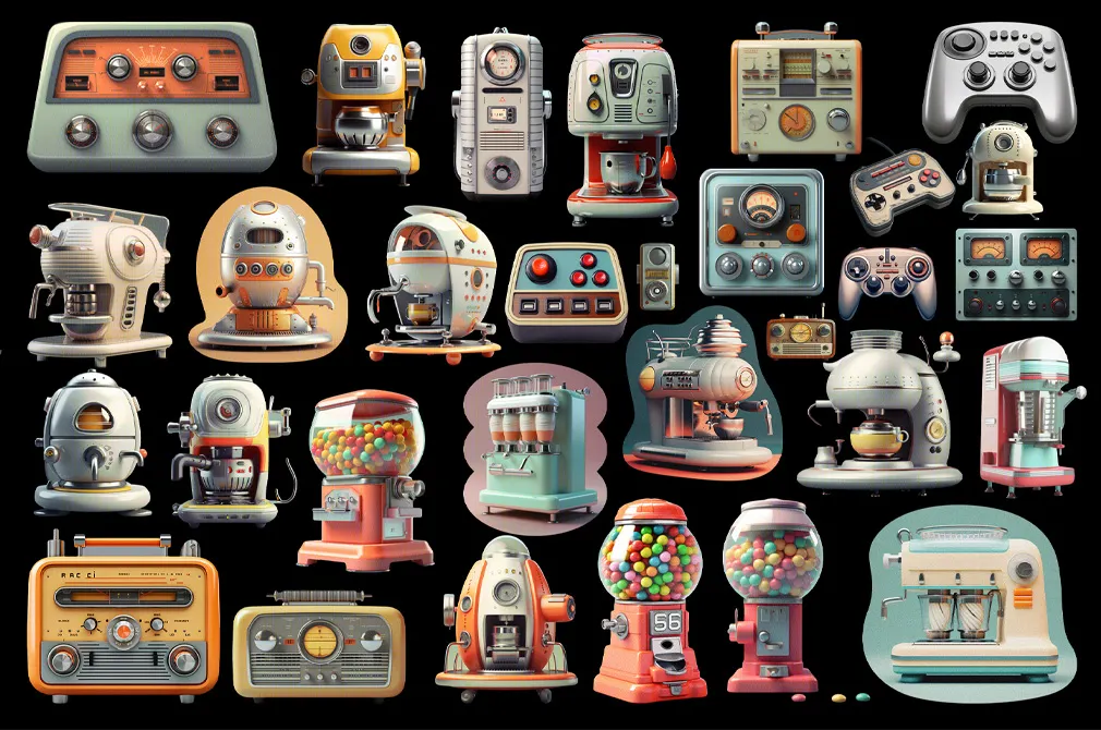 Retrofuturistic Movies Collage Kit
