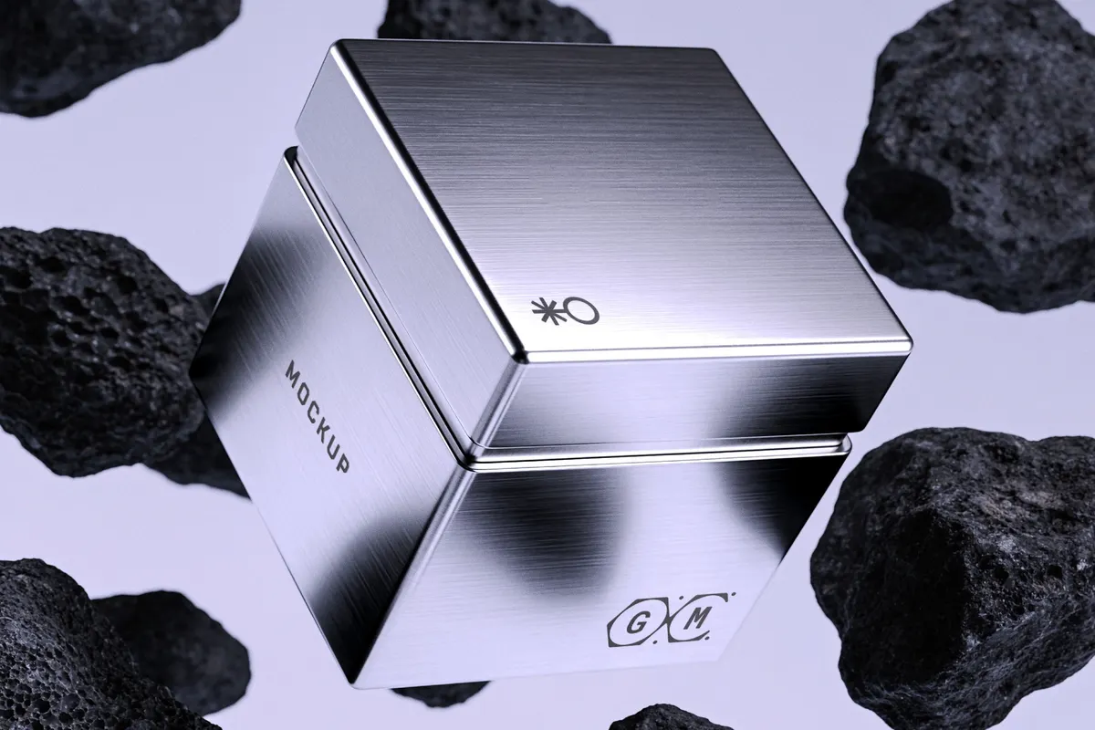Square Metallic Box Mockup