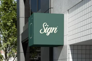 Outdoor Cube Sign Mockup