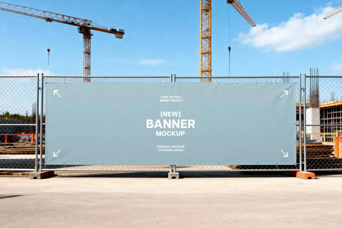 Construction Fence Banner Mockup