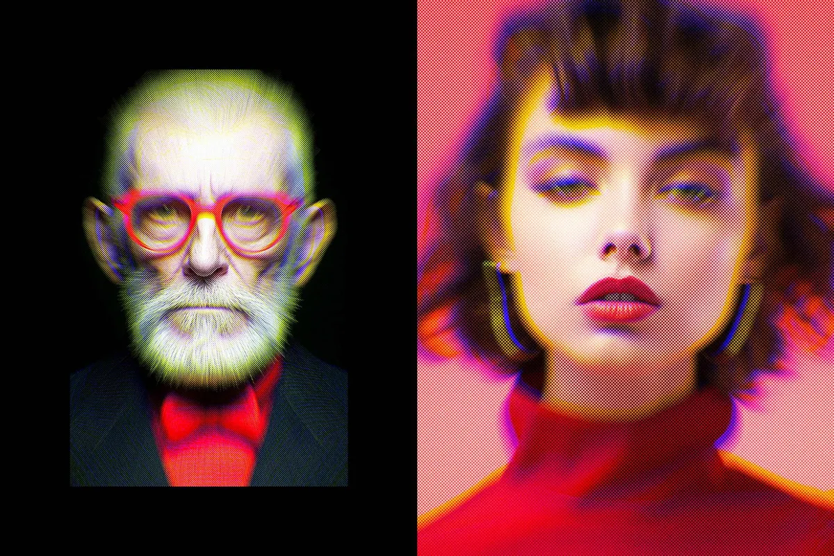 Cyberpunk Hologram Blur Photo Effect