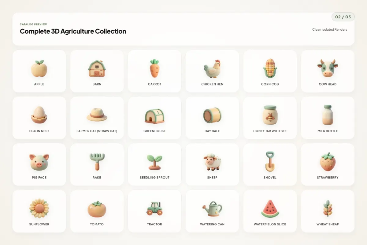 3D Agriculture Icons Pack