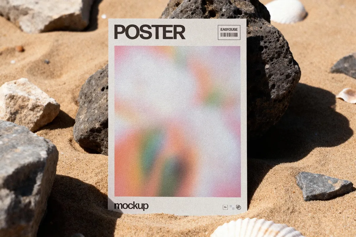 Beach Rocks Poster Mockup