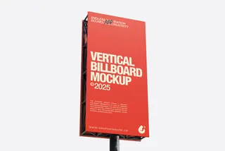 Outdoor Vertical Billboard Mockup Low Angle View