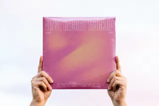 Vinyl Record Cover Mockup with Plastic Wrap