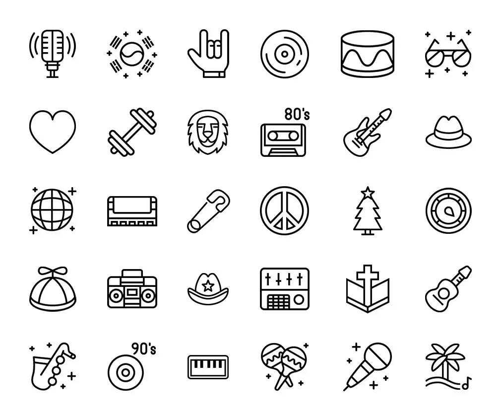 Music Genres Icons Set