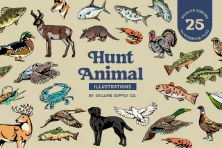 Hunting Fishing Animal Illustration