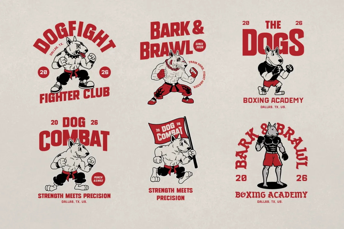 Vintage Fighter Dog Mascot