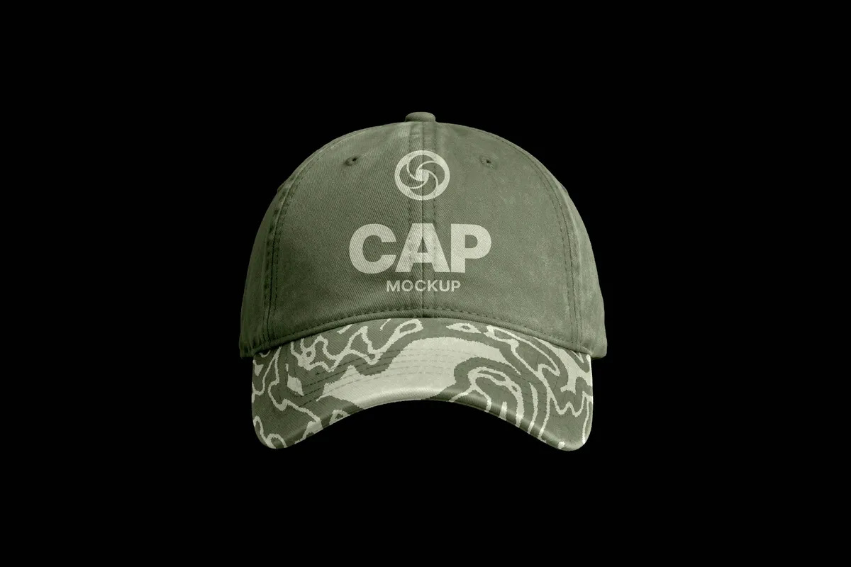 Baseball Cap Mockup with Patterned Brim