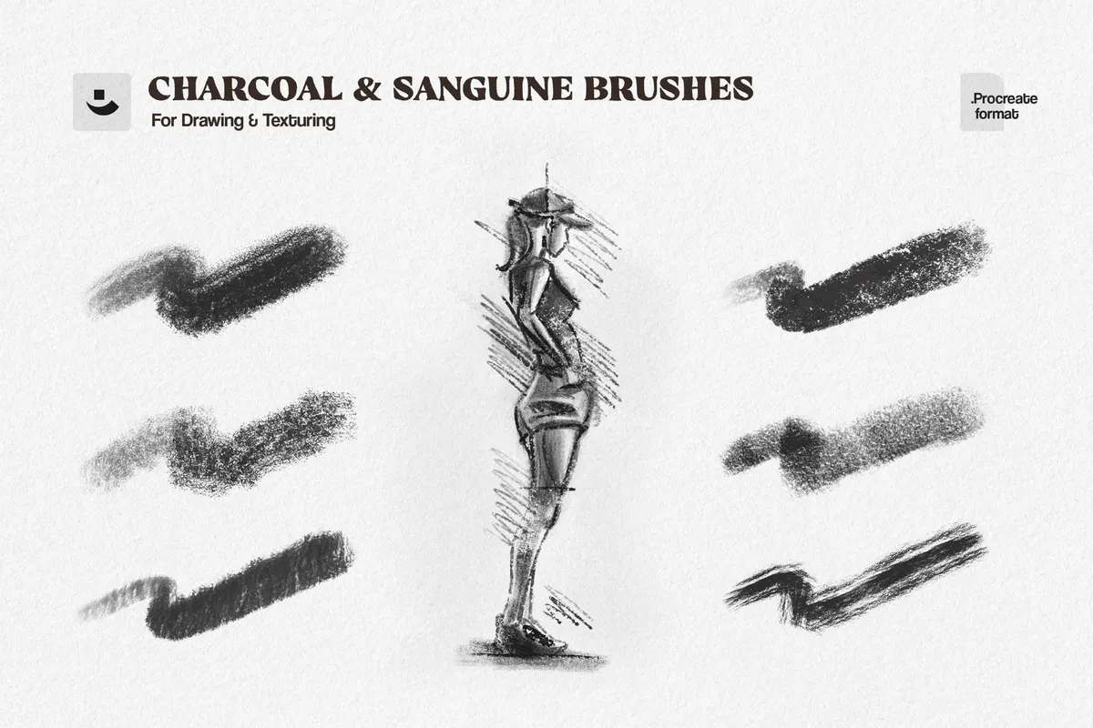 Charcoal Sketch Procreate Brushes