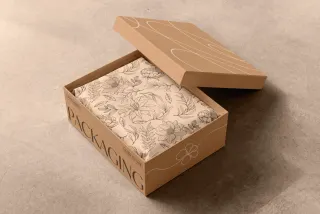 Gift Box & Tissue Paper Mockup