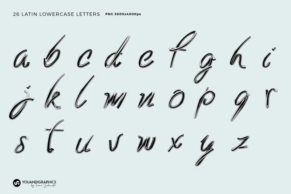 Chrome 3D Lettering Set