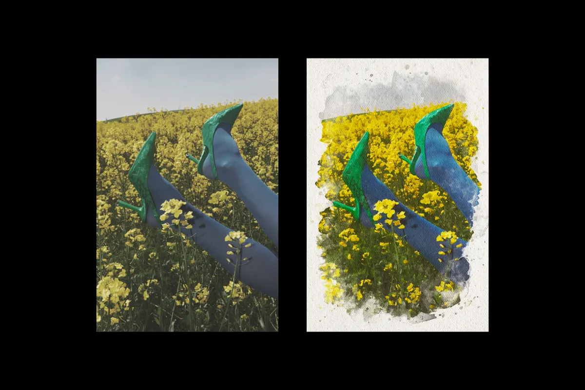 Watercolor Collage Photo Effect