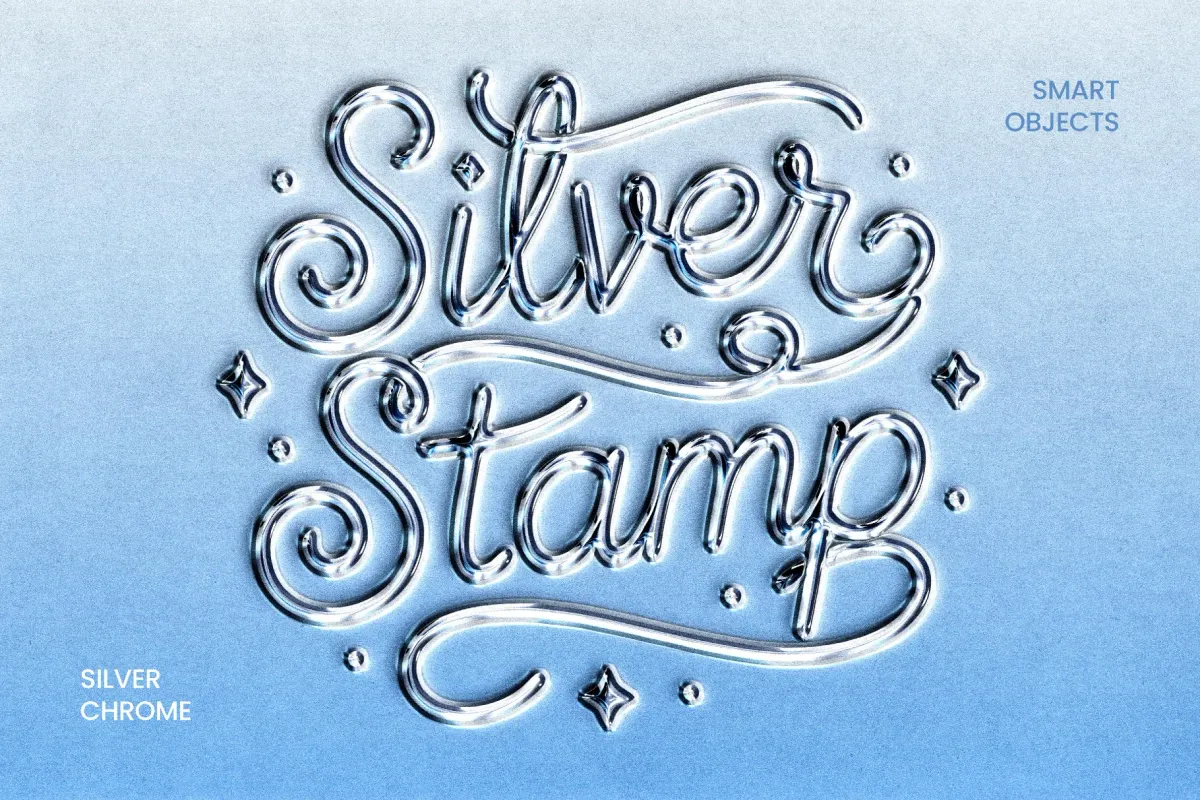 Silver Stamp Chrome Text Effect