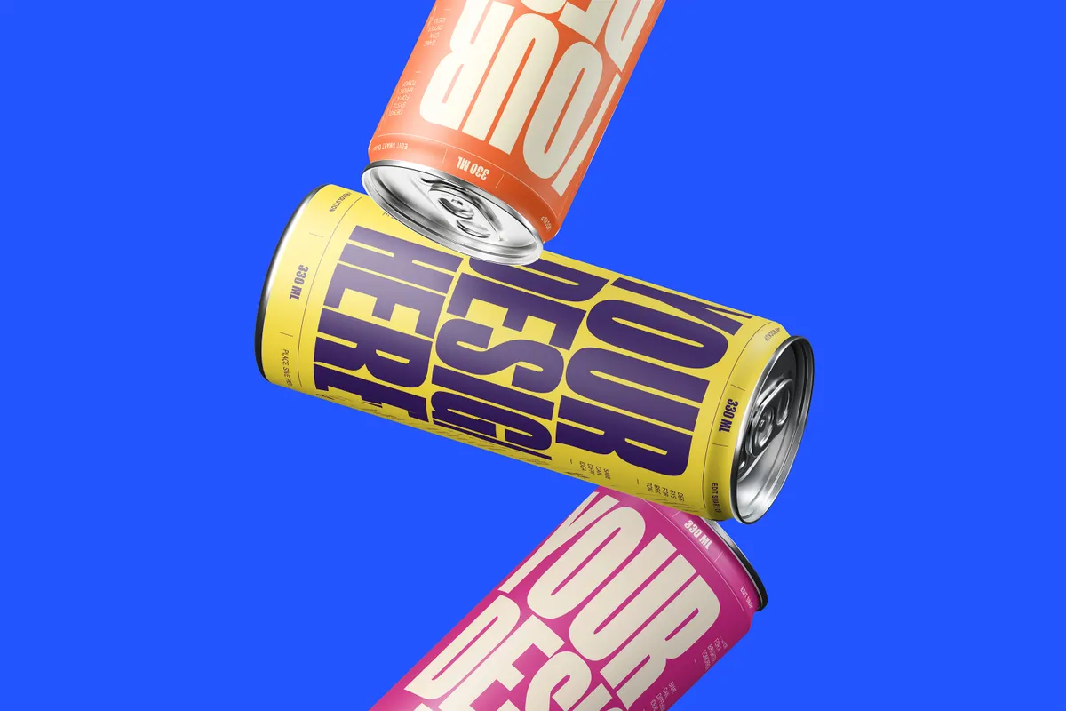 Floating Zigzag 330ml Can Mockup