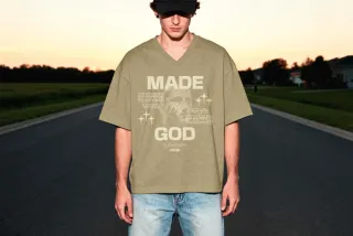 Oversize V-Neck T-shirt Mockup