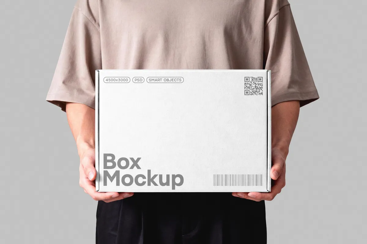 Box In Hands Mockup