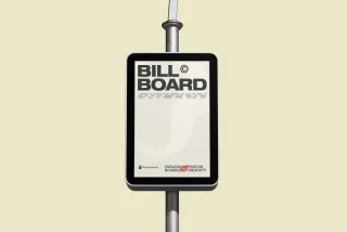 Outdoor Billboard Pole Sign Mockup Center