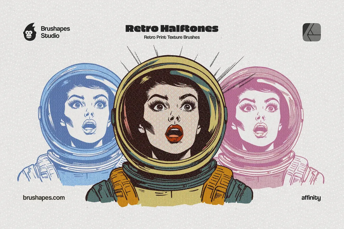 Retro Halftone Affinity Designer Brushes