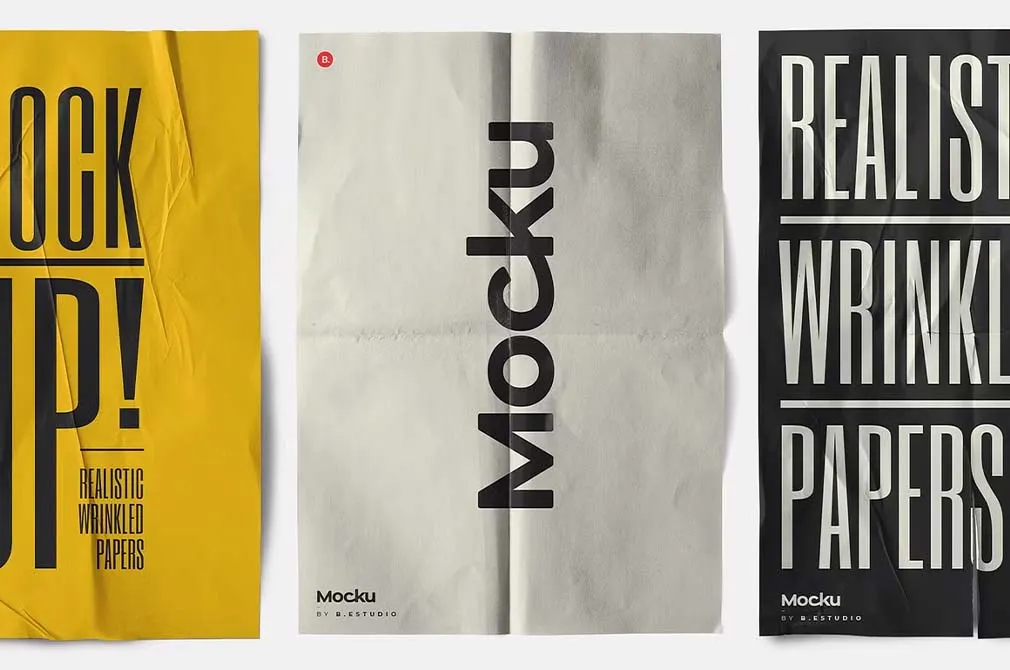 Wrinkled Papers & Plastics Mockups