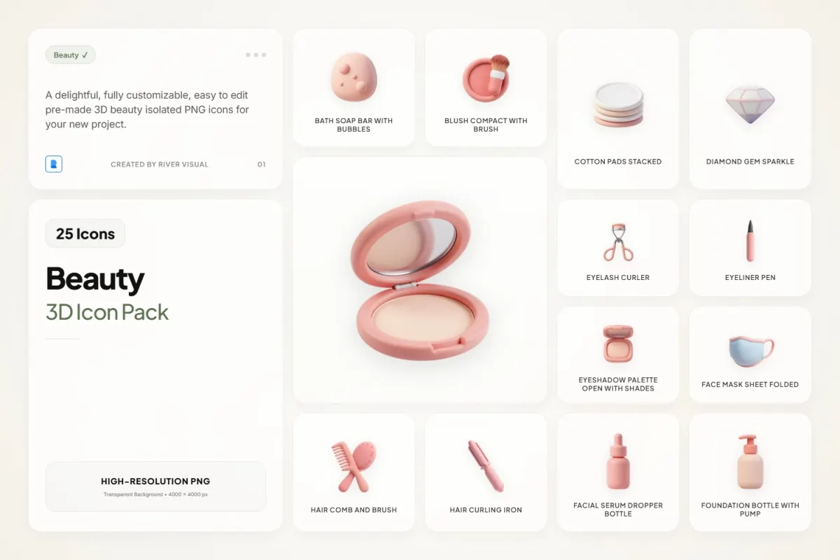 3D Beauty Icons Pack