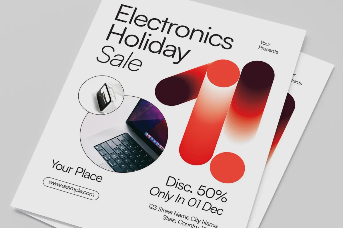 White Gradient Electronics Holiday Sale Flyer