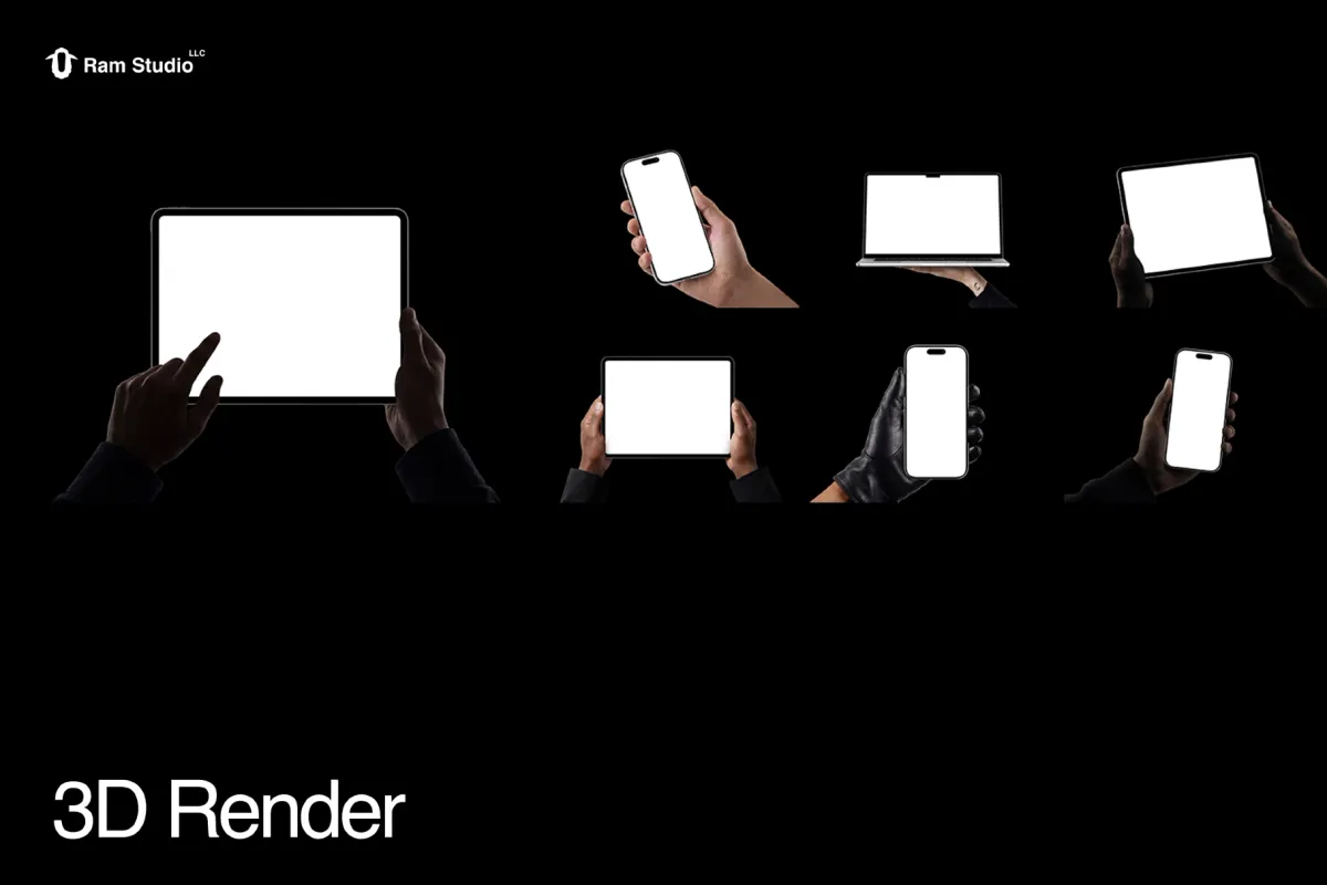 Hand Holding Device Mockup Set