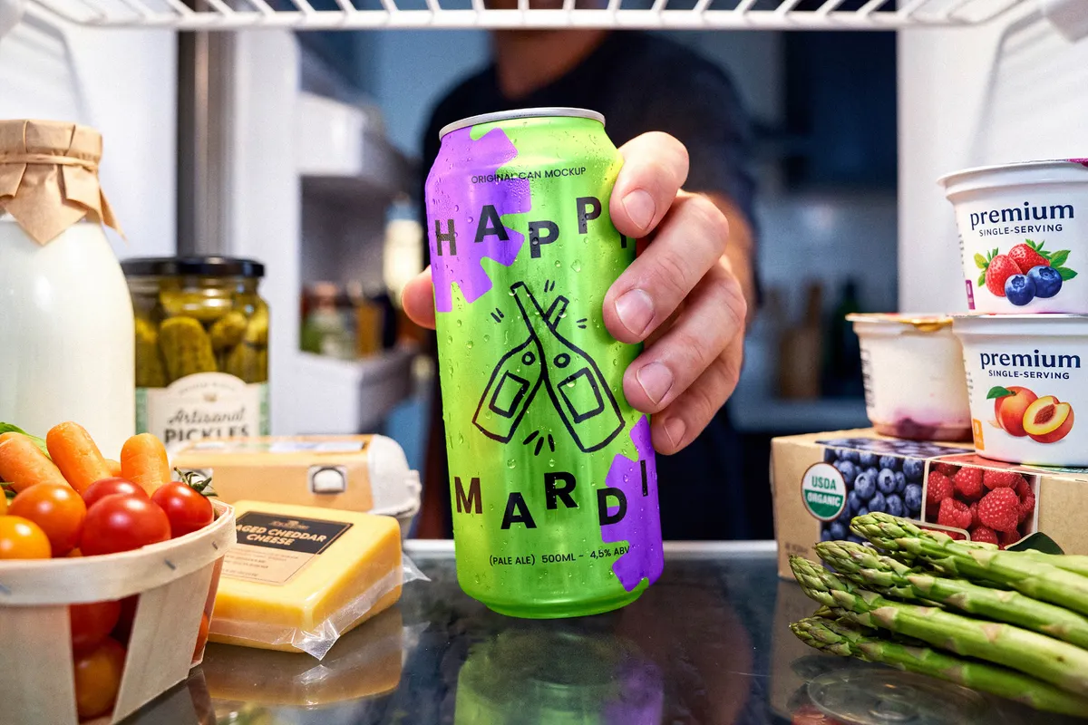 Aluminum Can in Fridge Mockup