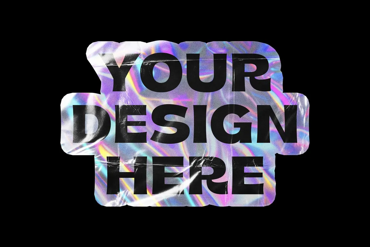 Holo Wrinkle Sticker Mockup