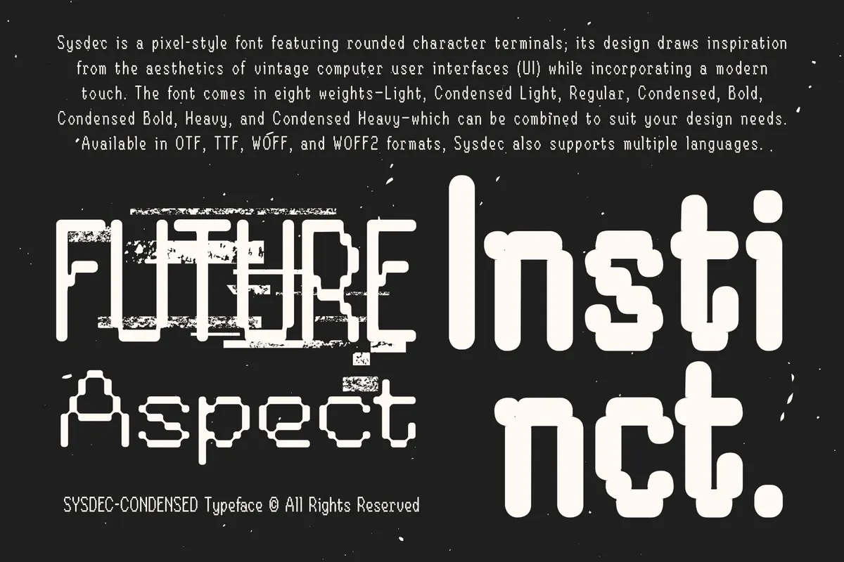 Sysdec - Futuristic Pixel Display Typeface