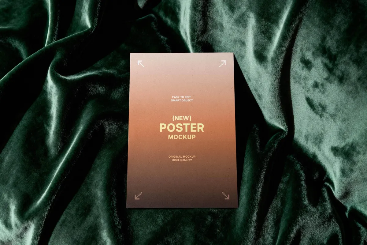 Poster Mockup on Velvet Fabric