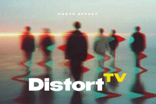 Distort TV Screen Photo Effect