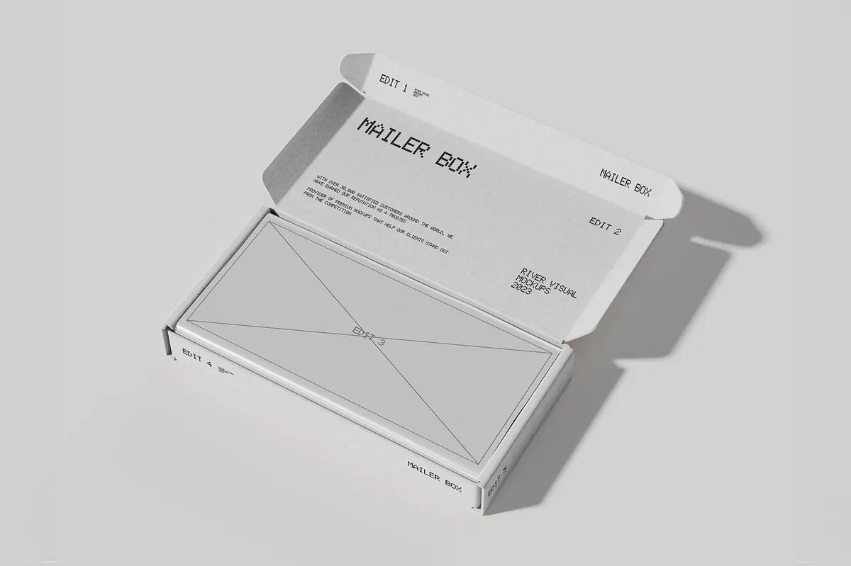 Isometric View Opened Mailer Box Mockup