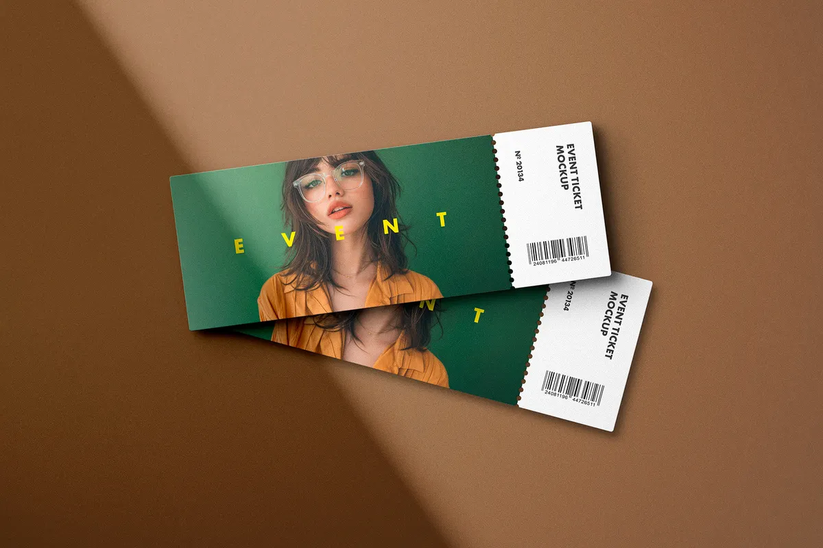 Event Ticket Mockups with Shadow Overlays