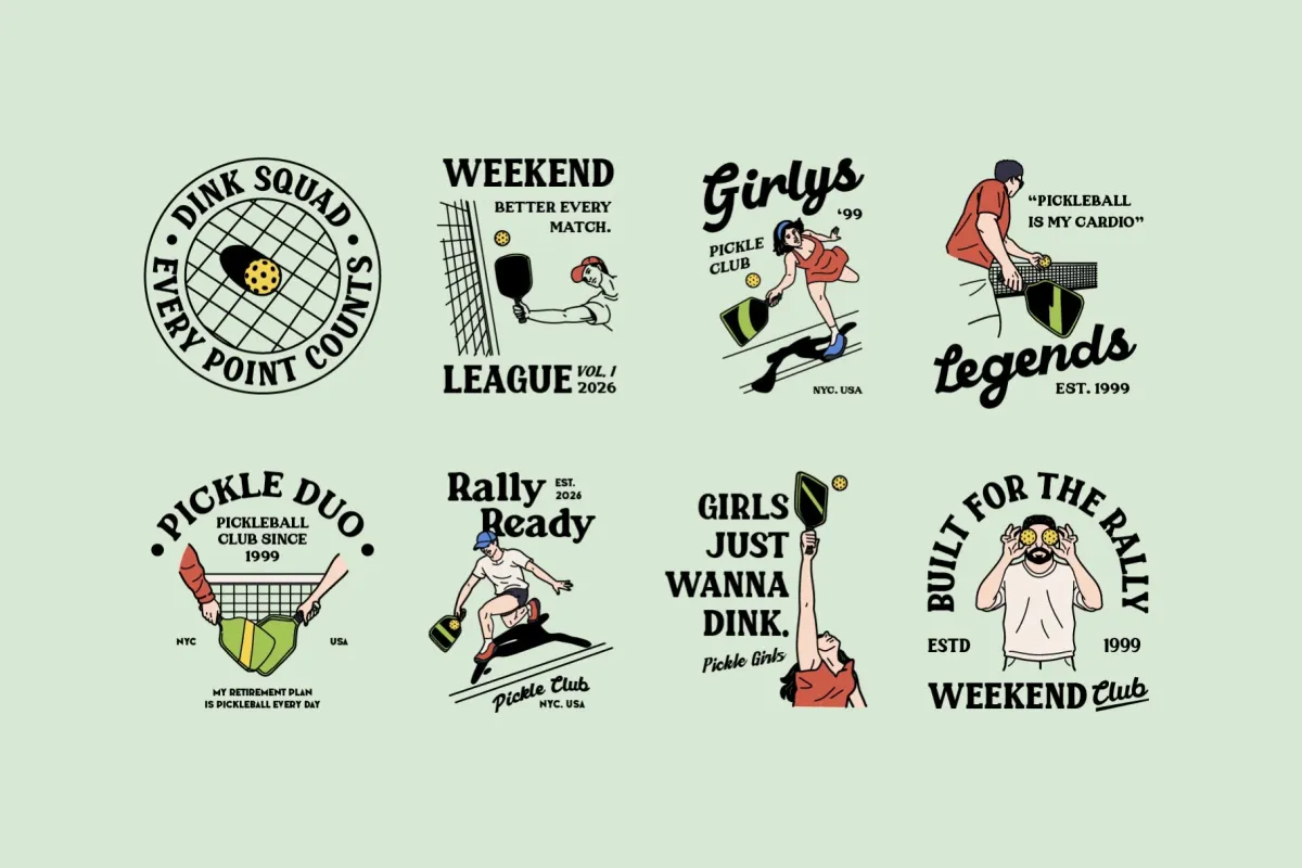 Retro Pickleball Graphic Pack