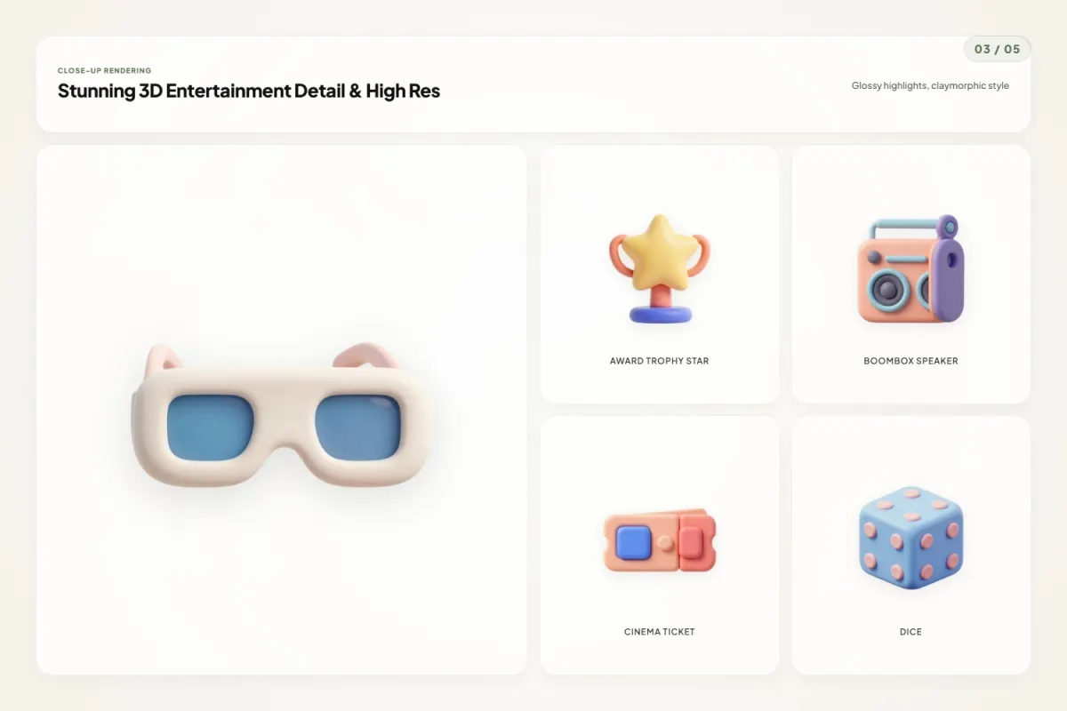 3D Entertainment Icons