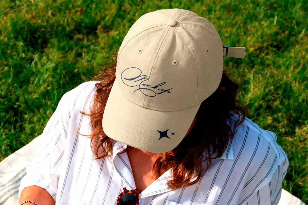 Cap Mockup on Model at Picnic