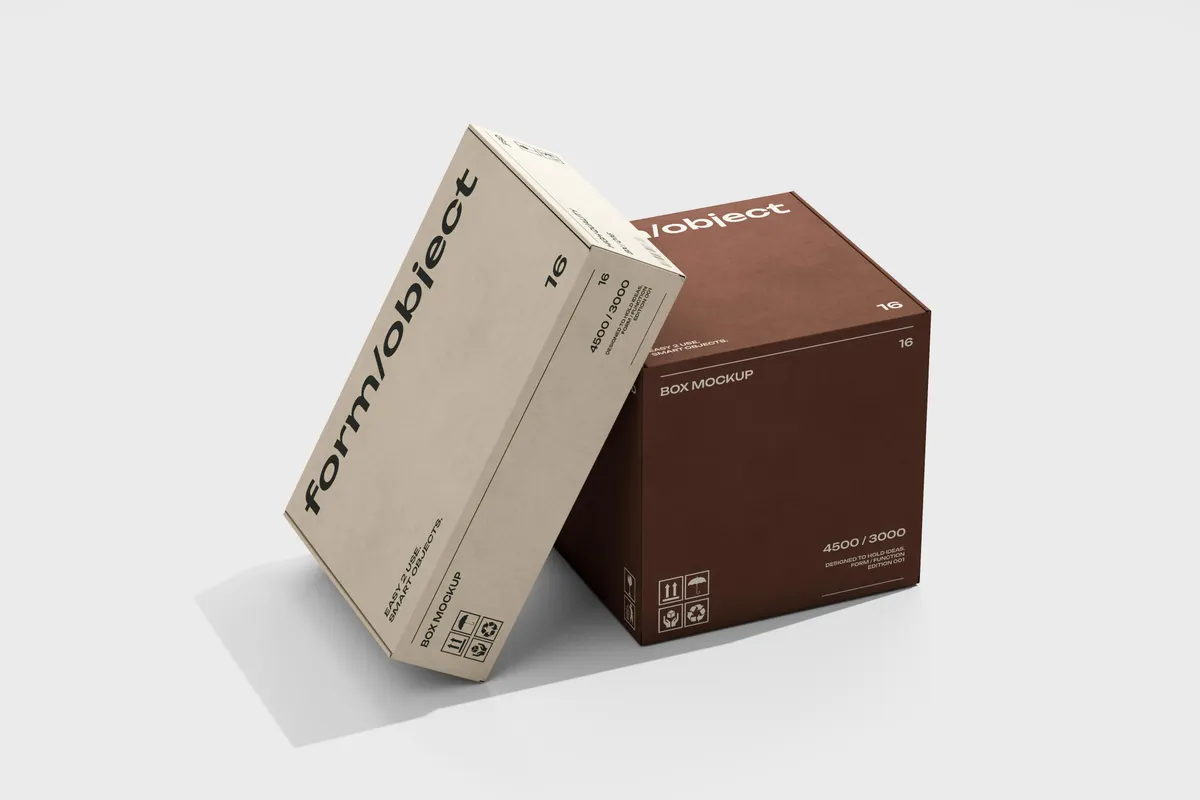 Two Leaning Boxes Mockup