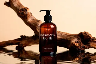 Amber Cosmetic Pump Bottle Mockup