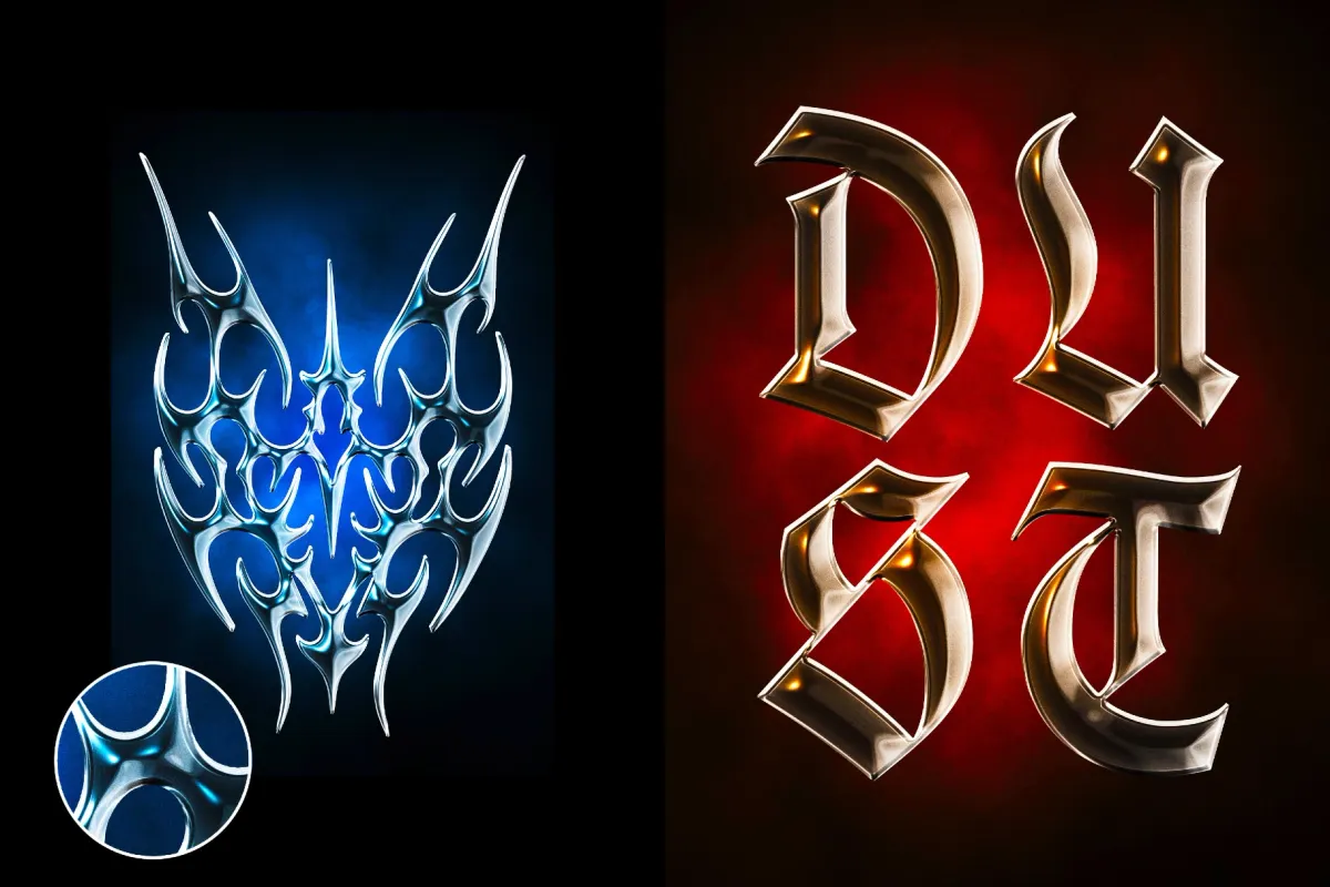 Dramatic Glass Chrome Text Effect
