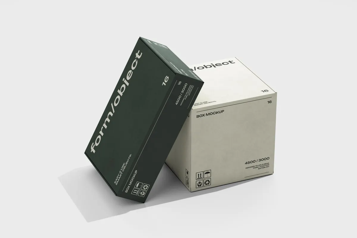 Two Leaning Boxes Mockup