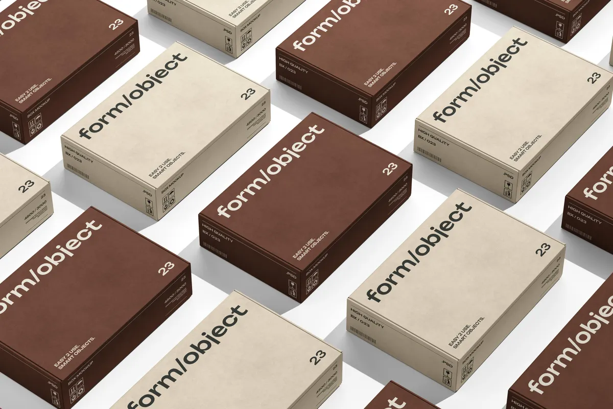 Wide Shoe Boxes Grid Mockup