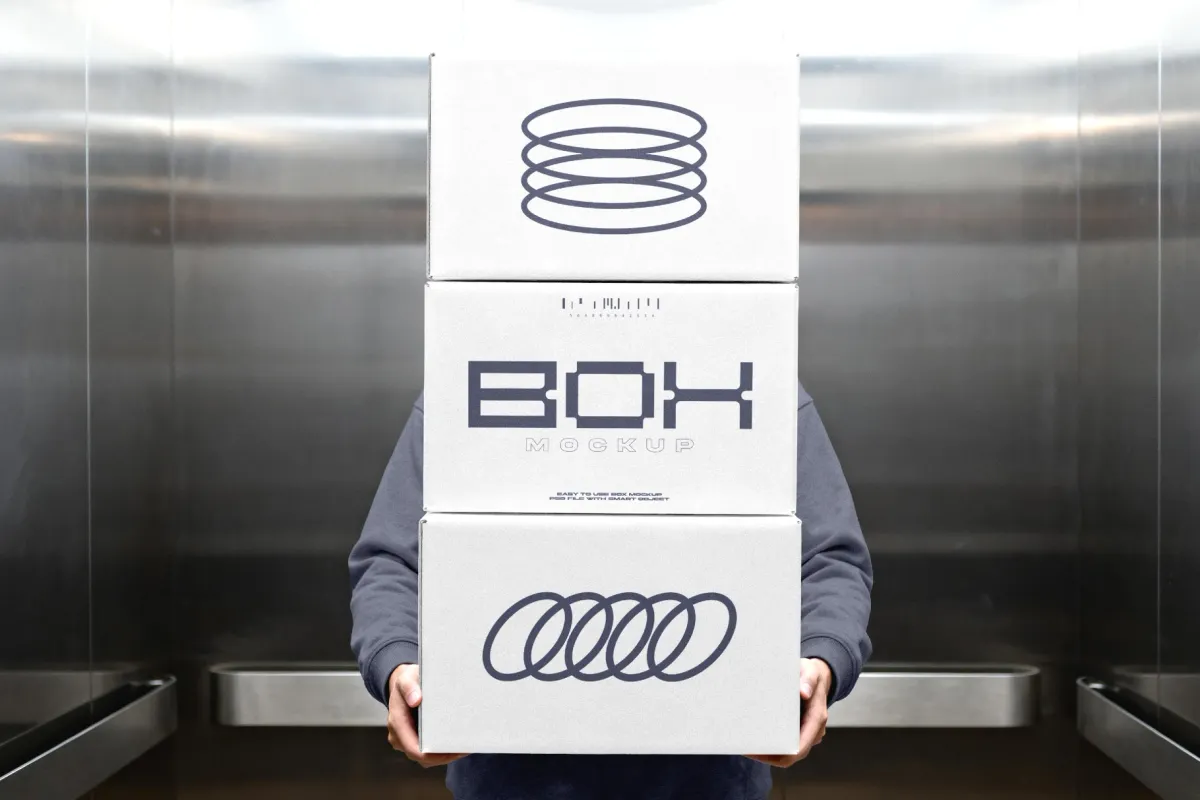 Delivery Box Mockup in Elevator