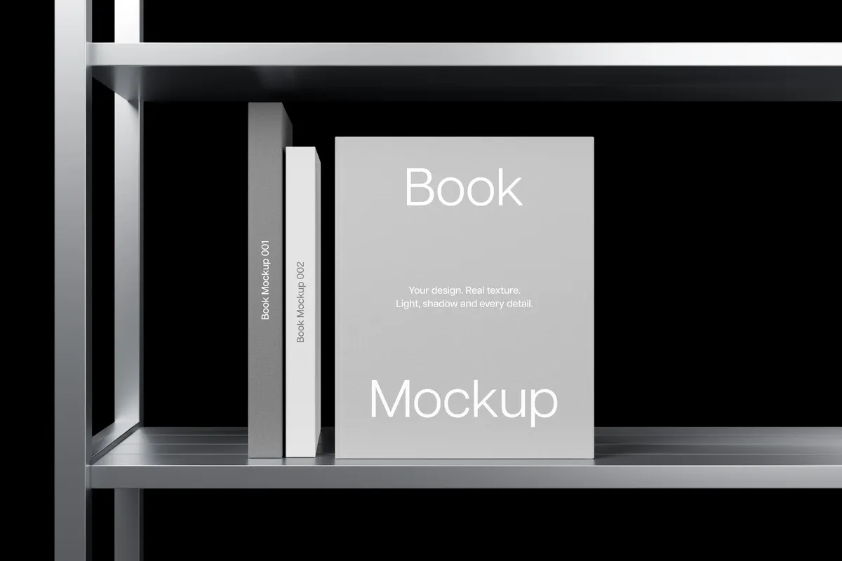 Hardcover Book Mockups on Metal Rack