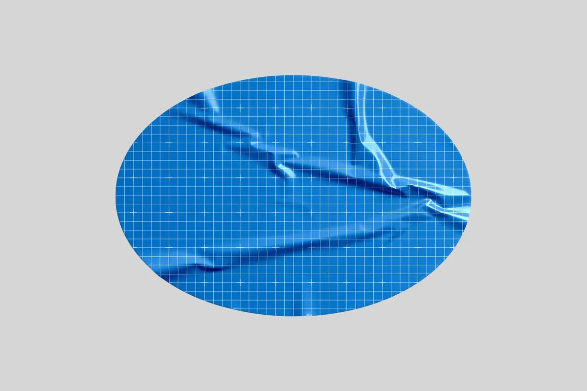 Wrinkled Oval Sticker Mockup