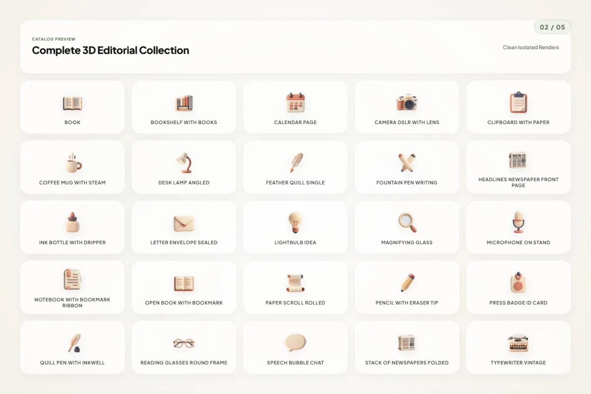 3D Editorial Icons